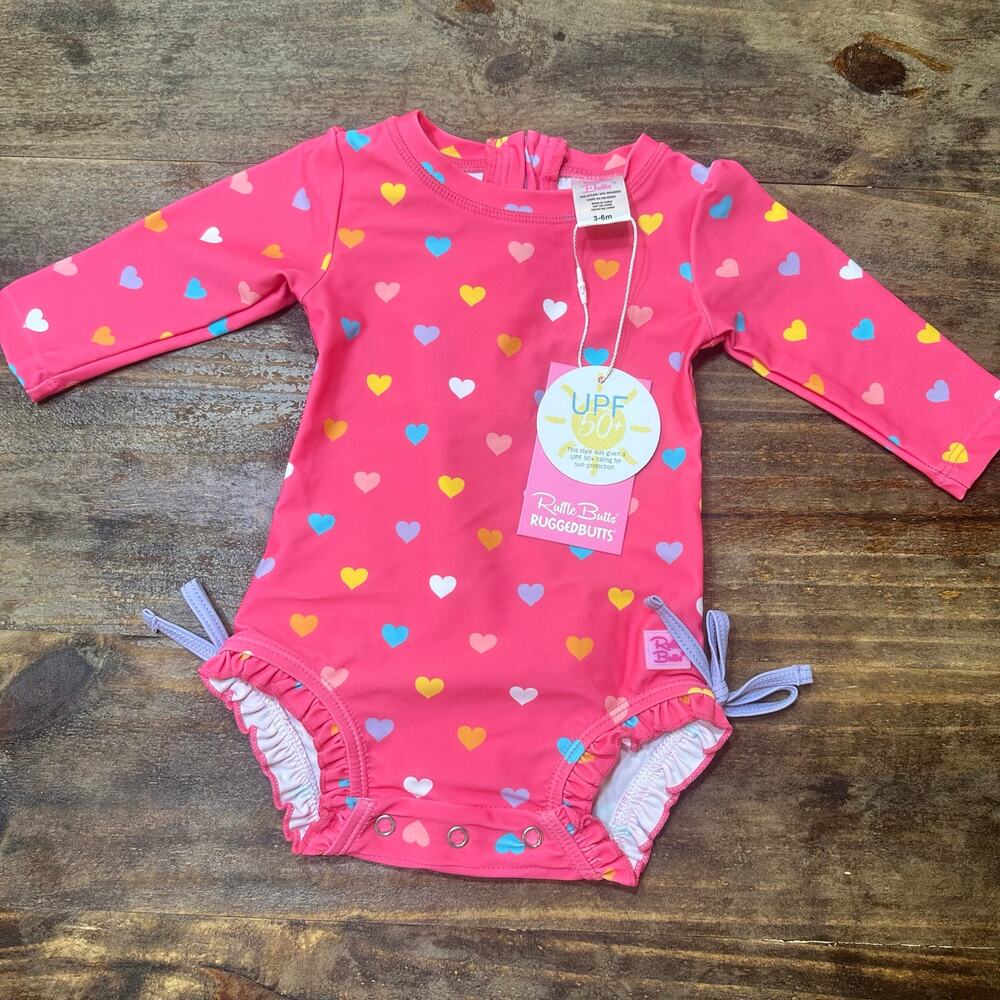 NEW Ruffle Butts Long Sleeve One Piece Rash Guard Sz 3-6 m